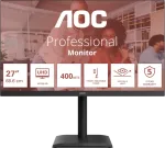 AOC E4 Series LED-Monitor 68,6 cm (27) - 3840 x 2160 4K UHD 2160p @ 60 Hz - IPS 400 cd/m - 1200:1 - 4 ms - 2xHDMI DisplayPort USB-C Lautsprecher Schwarz (U27E4CV)
