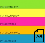 Spalvotas Neon popierius Double A, 75g, A4, 100 lapų, Rainbow 4, 5 Neon spalvų