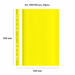 AD Class Segtuvėlis skaidriu vir&scaron;eliu su perforacija 100/150 Geltonas, pakuotėje 25 vnt.
