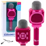 Rožinis belaidis karaoke mikrofonas vaikams