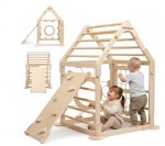 Medinis namas su kopėčiomis ir čiuožykla &ndash; žaidimų aik&scaron;telė namams