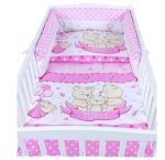 BabyLux 3 dalių patalynės komplektas su apsaugomis - Rožinė