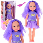 Violetinių plaukų lėlė su &scaron;ukomis 38 cm