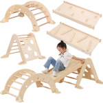 VIGA 3-in-1 namų žaidimų aik&scaron;telė: Pikler trikampis, supynė ir čiuožykla