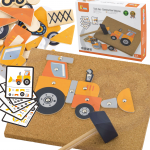 VIGA medinis žaidimas &bdquo;Kalimas ir konstravimas&ldquo; &ndash; 45 detalės, statybiniai automobiliai, Montessori metodas