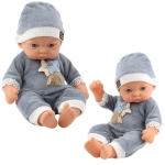 Lėlytė kūdikis pilka pižama 24 cm