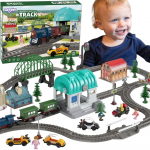 WOOPIE XXL elektrinio traukinio bėgių, lokomotyvo ir miesto rinkinys