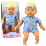 Kūdikio lėlė mėlynais drabužiais 31 cm