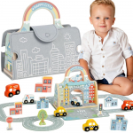 TOOKY TOY Mini City Set Ne&scaron;iojamų krep&scaron;ių rinkinys Automobiliai