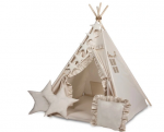 TIPEE TIPI kreminė palapinė vaikams su 3 mink&scaron;tomis pagalvėlėmis