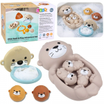 Ūdrų &scaron;eimos maudynių žaislų rinkinys su krep&scaron;eliu ir kamuoliukais