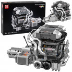 V8 Engine techninių kaladėlių variklis su pavarų dėže, 2024 detalės