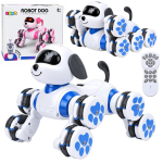 Mėlynas robotas &scaron;uo su 8 ratais ir LED akimis