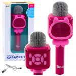 Rožinis belaidis karaoke mikrofonas vaikams