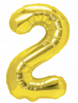 Aukso spalvos balionas skaičius 2 100cm. 1vnt.