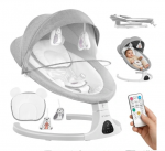 Tulano elektrinė supamoji lovelė kūdikiams su &bdquo;Bluetooth&ldquo; muzikos nuotolinio valdymo pultu