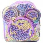 Violetinė vaiki&scaron;ka kuprinė su blizgučiais ir peliuko ausytėmis, 3 l