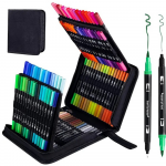 Dvipusių vandeniui atsparių spalvotų markerių rinkinys, 120 vnt.