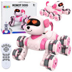 Rožinis robotas &scaron;uo su 8 ratais ir LED akimis