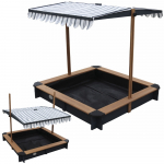 AXI medinė smėlio dėžė su stogeliu ir suoliukais