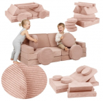 Velinda daugiafunkcinė modulinė sofa vaikams, putplasčio blokeliai, rožinė