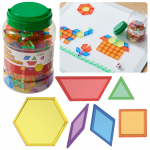 MASTERKIDZ Montessori Tangram mozaikos blokelių rinkinys, 140 vnt