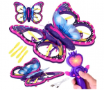 Spalvingas drugelio formos dronas, valdomas stebuklinga lazdele