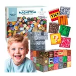 WOOPIE magnetiniai kubeliai CUBE BUILDING BLOCK, 63 vnt., pikselinė tematika