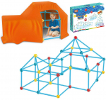 Woopie &bdquo;Construction Set&ldquo; &ndash; 128 dalių statybų rinkinys su vamzdeliais, jungtimis ir audiniu palapinei