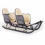 Dvigubos metalinės rogės su &scaron;iltomis sėdynėmis