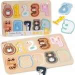 Medinė skaitmeninė dėlionė Montessori skaičiai