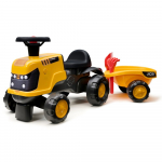 FALK važiuojamas JCB &bdquo;Fastrac&ldquo; traktorius su priekaba, kastuvu ir grėbliu