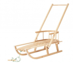 Medinės rogės su stūmikliu vaikams