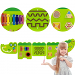 VIGA medinė manipuliacinė sensorinė lenta &bdquo;Krokodilas&ldquo; Montessori