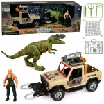 T‑Rex dinozaurų medžiotojo rinkinys su visureigiu, garsais ir aksesuarais