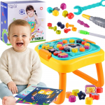WOOPIE 3in1 edukacinis stalas su varžtais, mozaika ir pie&scaron;imo lenta, 18+ mėn.