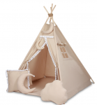 TIPI WIGWAM palapinė su kilimėliu + 5 jaukios pagalvės