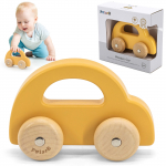 VIGA PolarB medinis stumdukas automobilis, geltonas