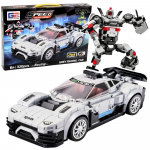 2in1 baltas sportinis automobilio ir roboto konstruktorius 320 vnt