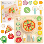 Medinė dėlionė &bdquo;Pizza Puzzle Board&ldquo; su ingredientais (22 vnt.)