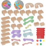 MASTERKIDZ konstruktoriaus rinkinys kamuoliukų bėgimui STEM lentai, 63 vnt.