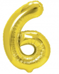 Aukso spalvos balionas skaičius 6 100cm. 1vnt.