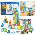 3D magnetinis edukacinis konstruktorius su transporto priemone &ndash; 138 detalių rinkinys