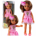 Lėlė su rožine suknele ir ilgais rudais plaukais &ndash; Pretty Girl