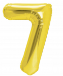 Aukso spalvos balionas skaičius 7 100cm. 1vnt.