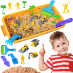 &bdquo;WOOPIE&ldquo; kinetinio smėlio rinkinys &bdquo;Statybų aik&scaron;telė lagamine&ldquo; su transporto priemonėmis, 1 kg