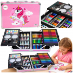 Rožinis vienaragio meno rinkinys lagamine &ndash; 150 dalių