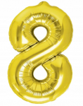 Aukso spalvos balionas skaičius 8 100cm. 1vnt.