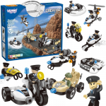 WOOPIE Statybinės trinkelės Statyti policijos transporto priemones 8 Modeliai STEAM &ndash; Tapk miesto herojumi!