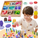 VIGA &bdquo;Nature Treasures&ldquo; medinės kaladėlės &ndash; Montessori dėlionė